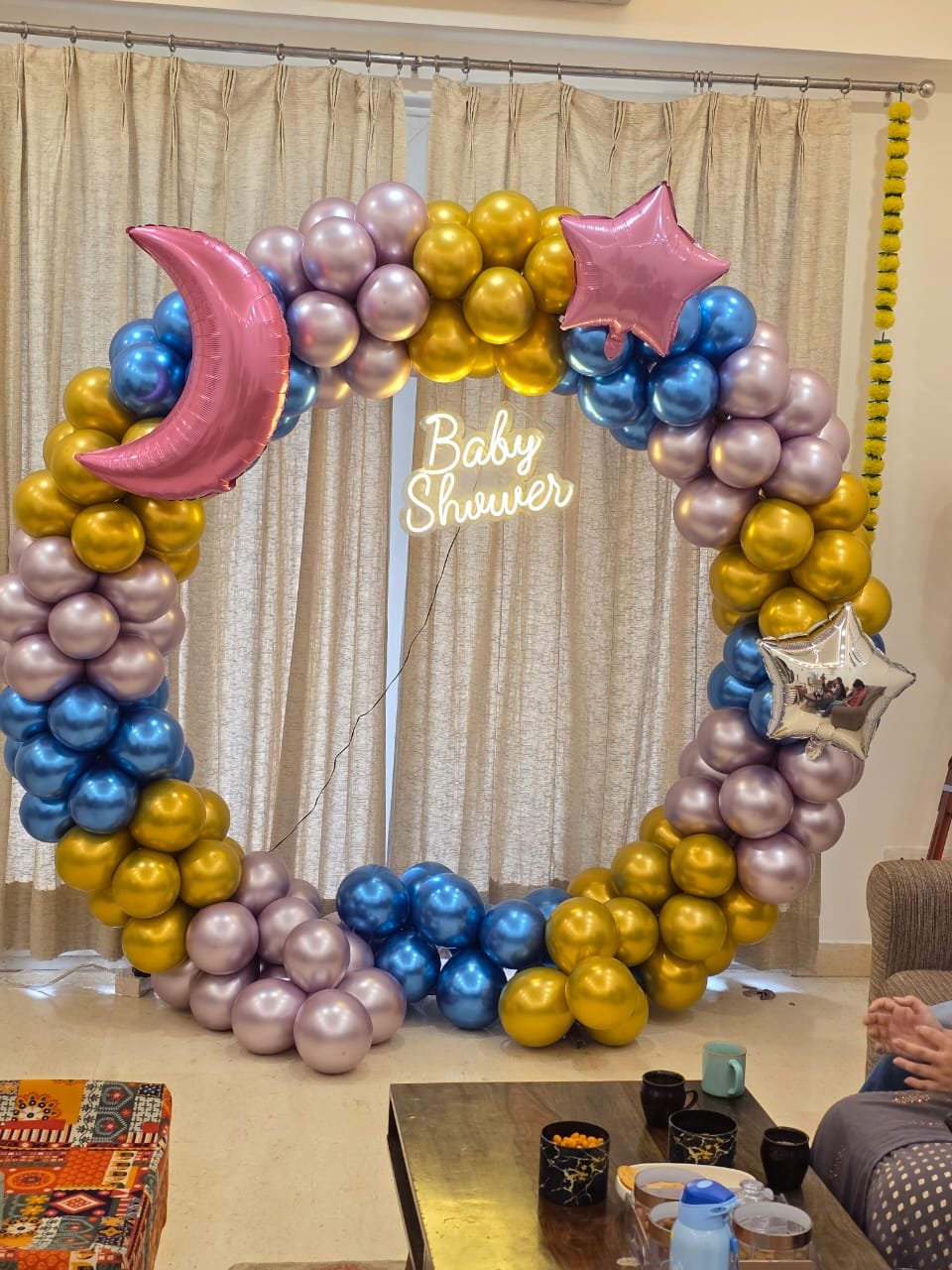 Golden & Blue Pastel Baby Shower Decoration