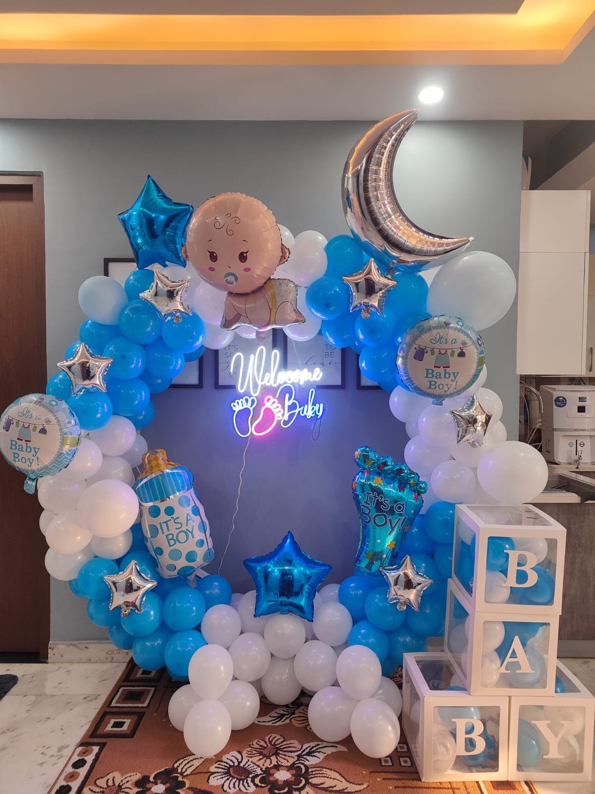 Blue Welcome Baby Balloon Decoration